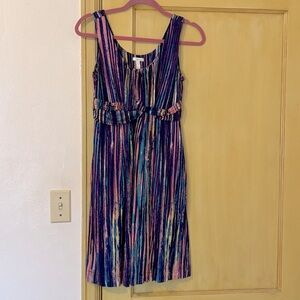 Soma Soft Jersey Twist Front Dress Abstract Multicolor Print with pockets small